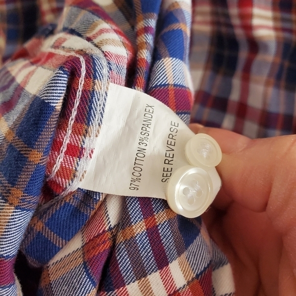 Linea Uomo Stretch plaid button down Mens Large - Picture 6 of 6